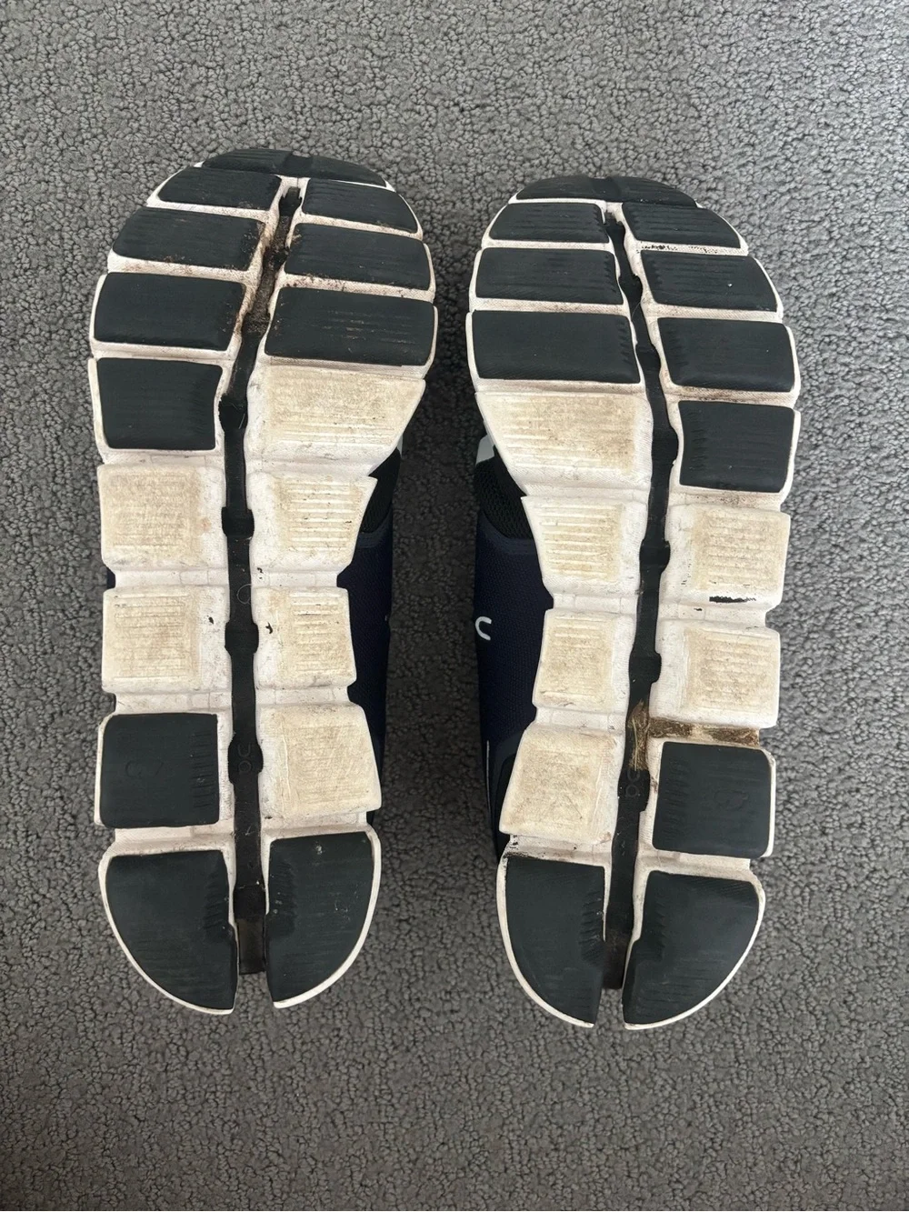 On Running Men's Athletic Shoes in Black and Cream with White Soles
